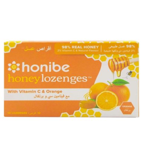 Honibe Honey Lozenges Vit C &Orange, 12 x 10lz