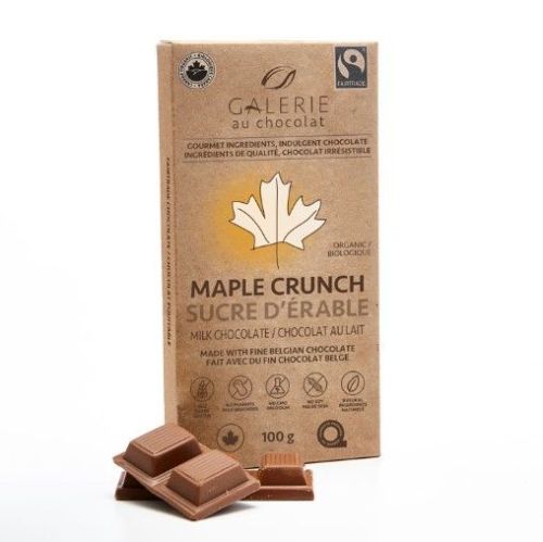 Galerie Au Chocolat Fairtrade Mlk Choc Maple Crunch Bar, 8 x 100g