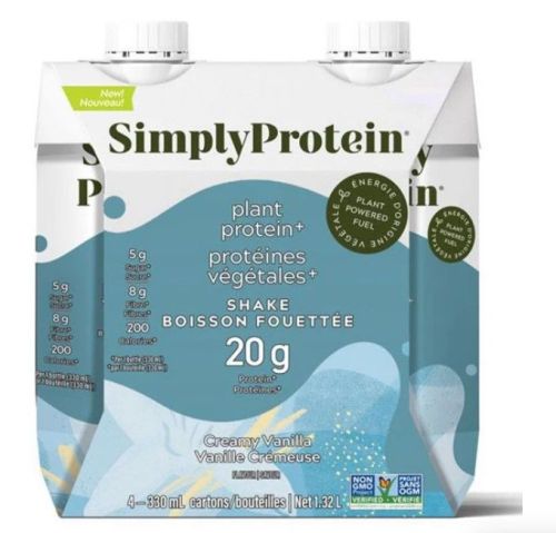 Simply Protein Creamy Van Plant-Protein Shake, 4 x 330ml
