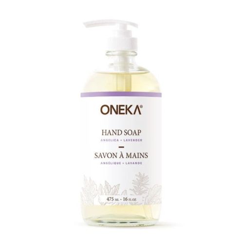 Oneka Hand Soap, Angelica & Lavender (glass bottle w/pump), 475ml