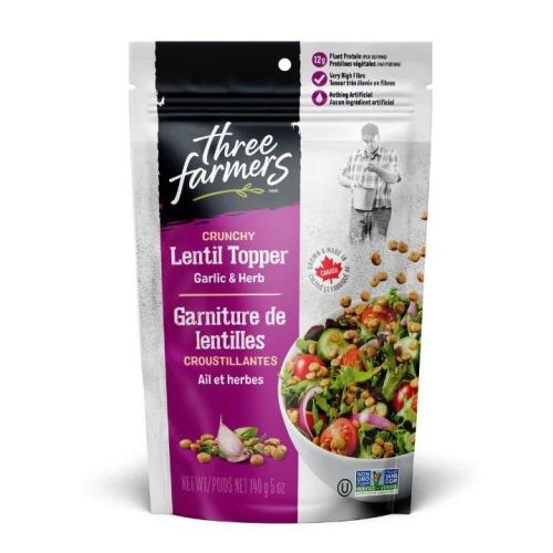 Three Farmers Lentil Salad Topper Garlic & Herb, 140g