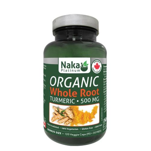 Naka Platinum Organic Whole Root Turmeric, 120 V-Capsules