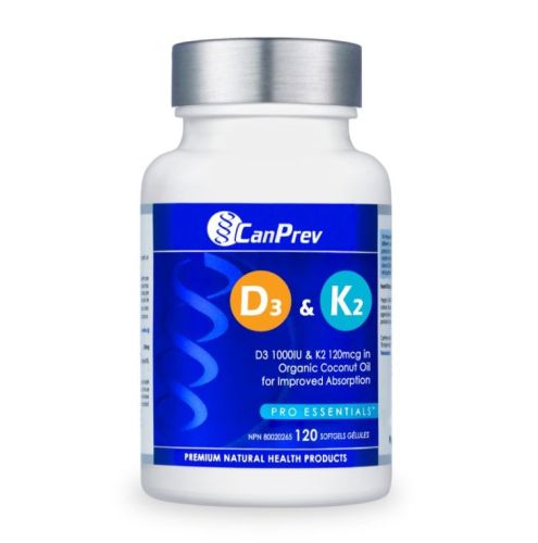 CanPrev D3 & K2 - Organic Coconut Oil, 120 Softgels