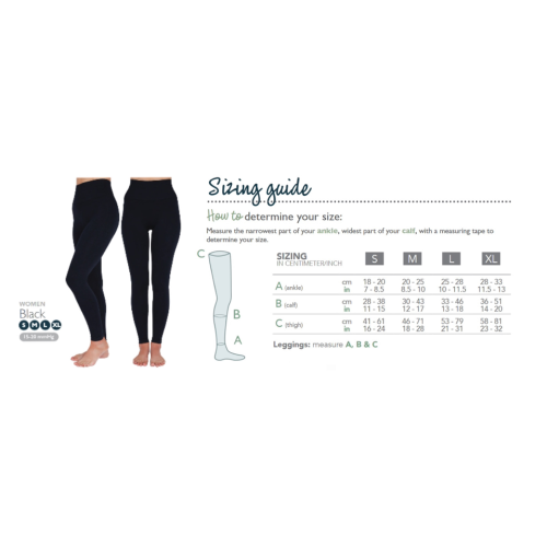 Rejuva Compression Leggings Cleg1bl3 Opaque 15-20mm Black, Large