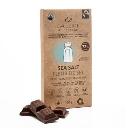 Galerie Au Chocolat Fairtrade Dark Sea Salt Choc Bar, 8 x 100g