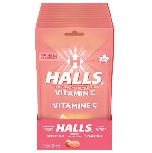 Halls Vit C Strawberry Lemonade Bag 30pc