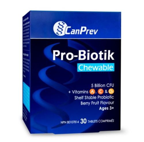 CanPrev Pro-Biotik + A, C & D3 - Chewable, 30 Tablets