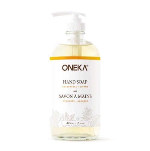Oneka Hand Soap, Goldenseal & Citrus (glass bottle w/pump), 475ml