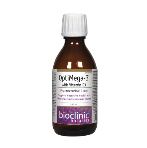 Bioclinic Naturals OptiMega-3 with Vitamin D3 Lemon Meringue Flavour, 200 mL Liquid