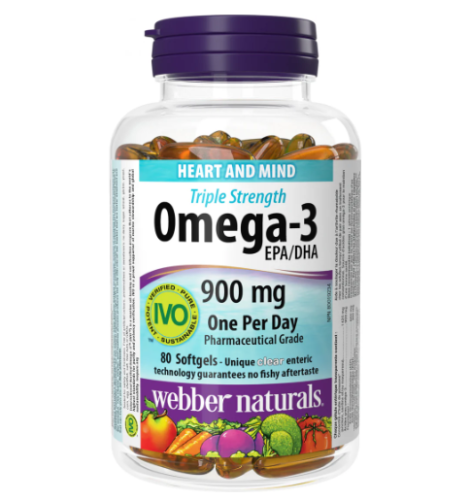 Webber Naturals Omega 3 Triple Strength, 80 Clear Enteric Softgels