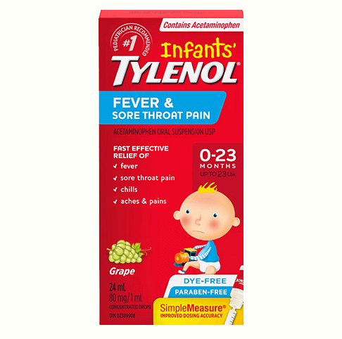 Tylenol Drop Fever&Throat White Grape, 24 ml