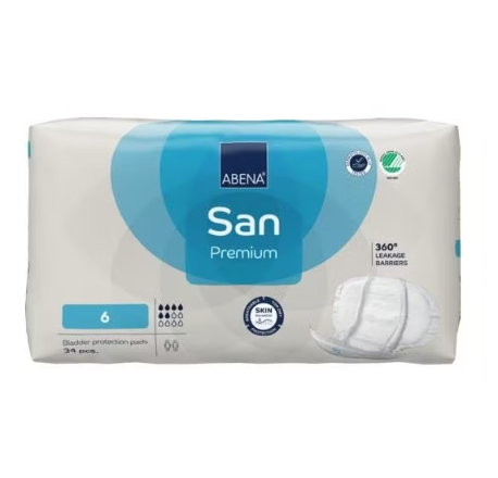 Abena San 6 Premium Incontinence Pads, 34's