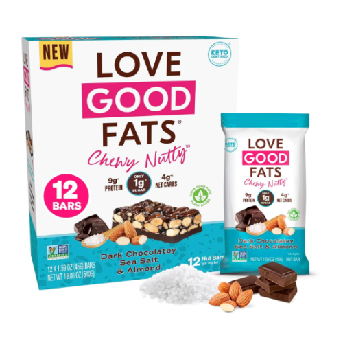 Love Good Fats Dark Chocolatey Sea Salt & Almond, 12 x 40g