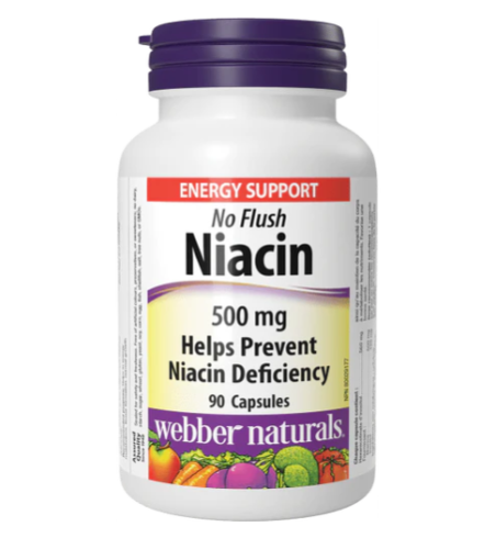 Webber Naturals Niacin No Flush 500mg, 90 Caps 