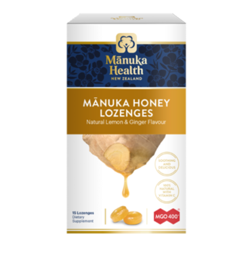 Manuka Health Manuka Honey Lemon & Ginger Lozenges MGO 400+, 65 g