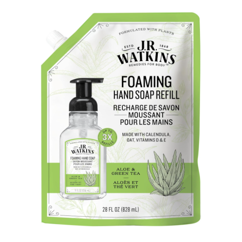 J.R. Watkins Aloe & Green Tea Foam Soap Refill, 828ml