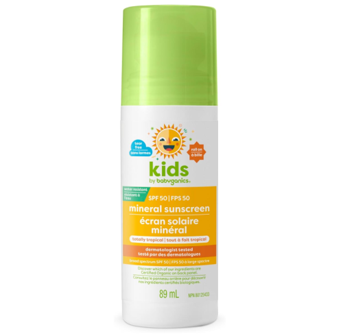 Babyganics Kids SPF50 Roll-On Sunscreen, 89ml