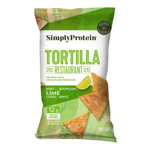 Simply Protein Tortilla Chips Hint of Lime, 10 x 130g