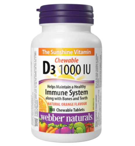 Webber Naturals Vitamin D3 1000iu Org, 180 Tb Chew 