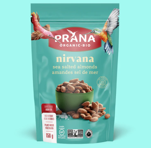 Prana Nirvana, Almonds, Lightly Sea Salted, Organic (oil-free), 8/150g