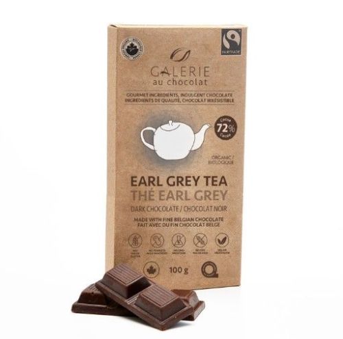 Galerie Au Chocolat Fairtrade Dark Choc Earl Grey Bar, 8 x 100g
