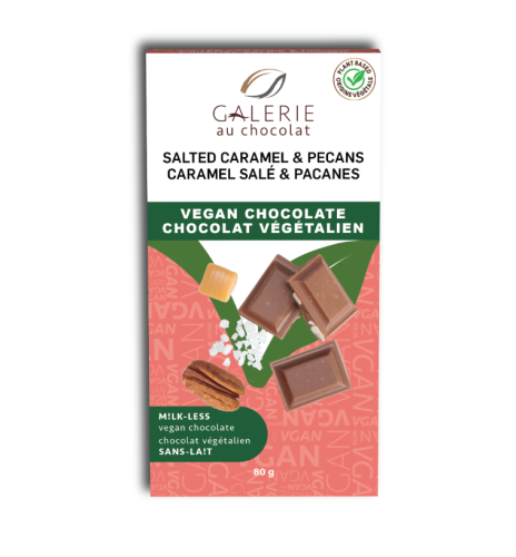 Galerie Au Chocolat Vegan Salt Caramel Pecans Choc Bar, 8 x 80g