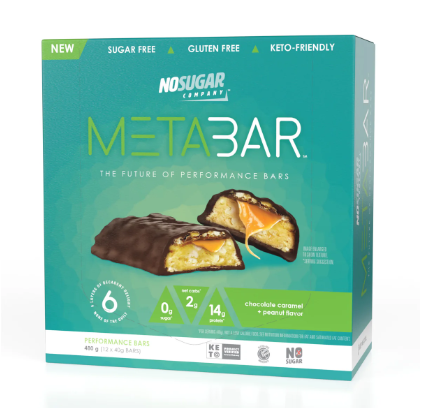 No Sugar Company Meta Bar Chocolate Caramel Peanut. 12 x 40g