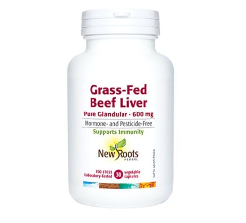 New Roots Herbal Grass-Fed Beef Liver Pure Glandular 600 mg, 180 capsules