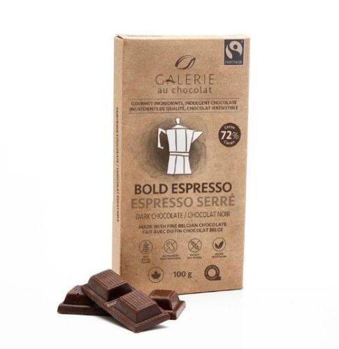 Galerie Au Chocolat Fairtrade Dark Choc Espresso Bar, 8 x 100g