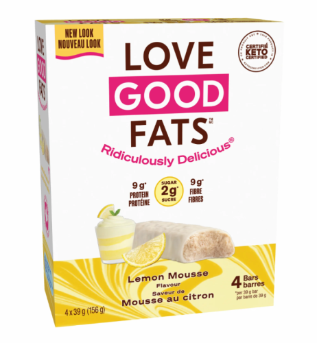Love Good Fats 4-Pack, White Chocolatey, Lemon Mousse, 4x39g