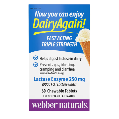 Webber Naturals Lactase Enzymes Chew, 60 Tb 