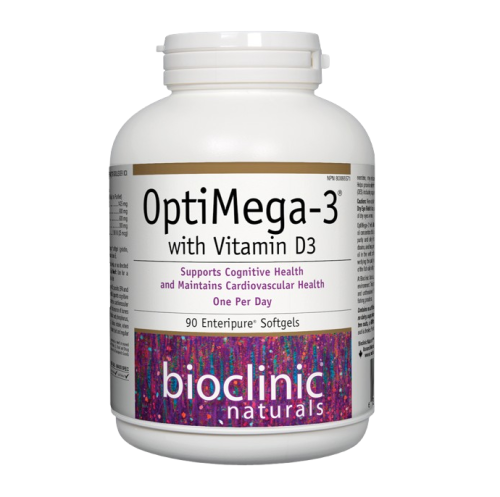 Bioclinic Naturals OptiMega-3 with Vitamin D3, 90 Enteripure Softgels