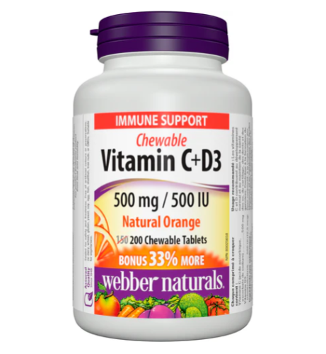 Webber Naturals Vit C+D3 Orange Bn, 150+50 Chew 