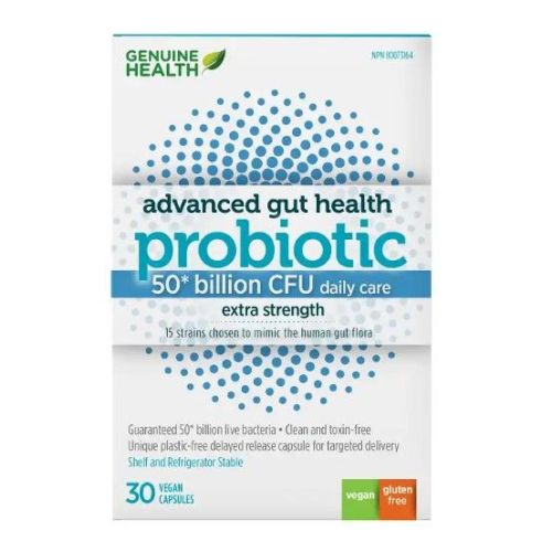 Genuine Health Advanced Gut Health Probiotics, 50 Billion CFU, V-Caps - 30 Capsules