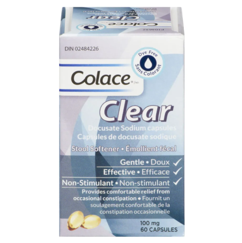 Colace Clear Docusate Sodium Caps 100mg 60capsules