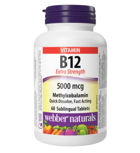 Webber Naturals Vitamin B12 Methylcobalamin, 60 Tb 