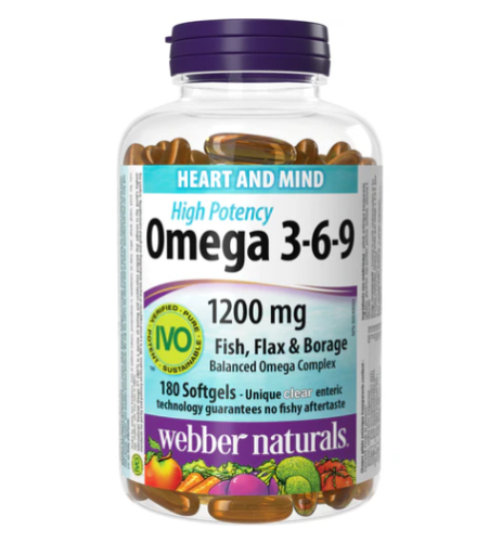 Webber Naturals Omega 3-6-9 Xst, 180 Clear Enteric Softgels