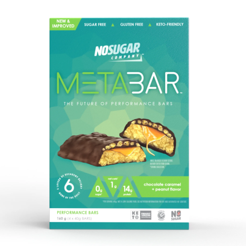 No Sugar Company Meta Bar Chocolate Caramel Peanut, 4pk