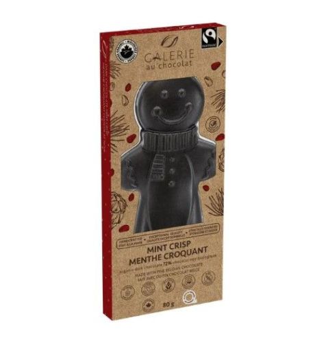 Galerie Au Chocolat FT Dk Choc&Mint Gingerbread Man, 8 x 80g