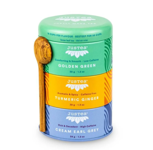 JusTea Loose Leaf Assorted Tea Trio Tin, 6 x 110g