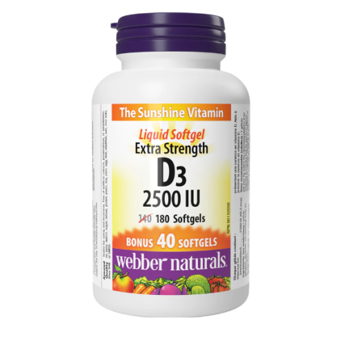 Webber Naturals Vitamin D3 2500iu X-Strt Bonus, 180