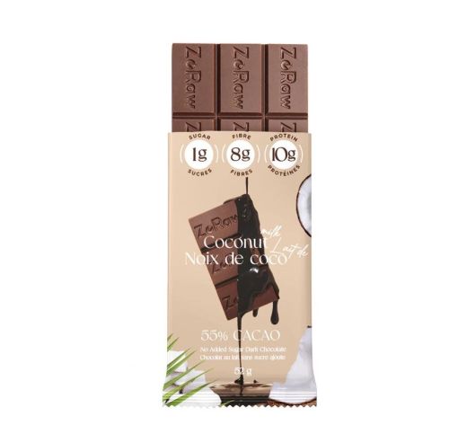 ZoRaw Chocolates 55% Coconut Milk Chocolate w/Protein, 12 x 52g