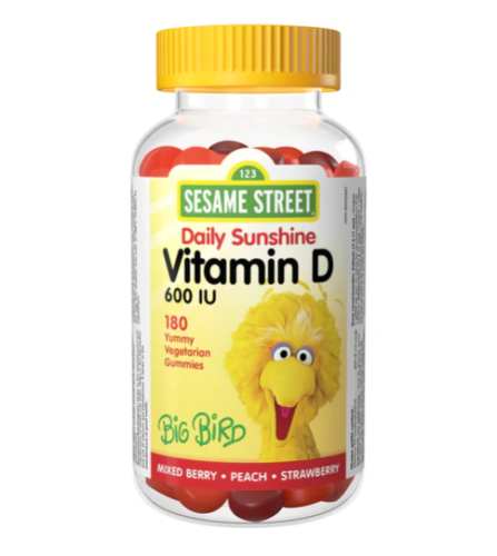 Webber Naturals Vit D 600iu Sesame Street B/P/S, 180 Veg Gum 