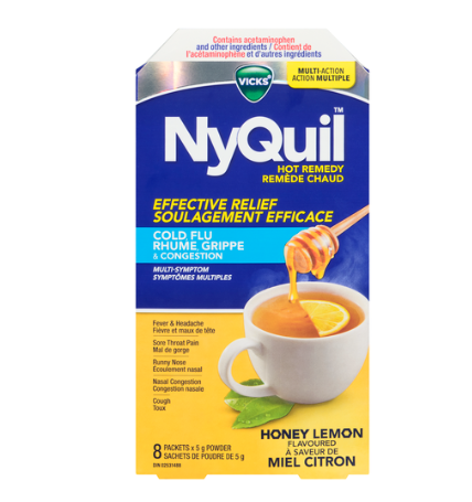  Vicks Nyquil Cold & Flu Pd Honey Lemon, 8pk