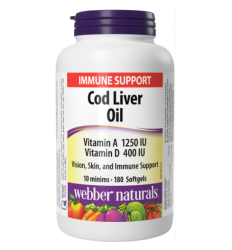 Webber Naturals Cod Liver Oil, 180 Softgel 