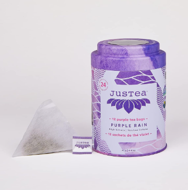 JusTea Purple Rain - Tea Bag Tin, 6 x 12bg