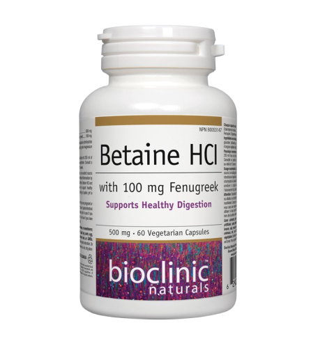  Bioclinic Naturals Betaine HCI with 100 mg Fenugreek, 60 VCaps