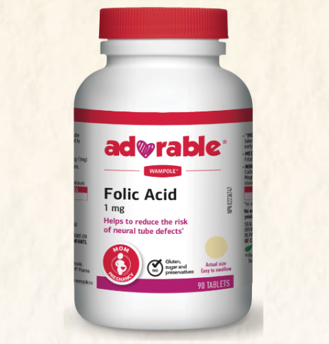 Wampole Adorable Folic Acid 1mg, Tb 90