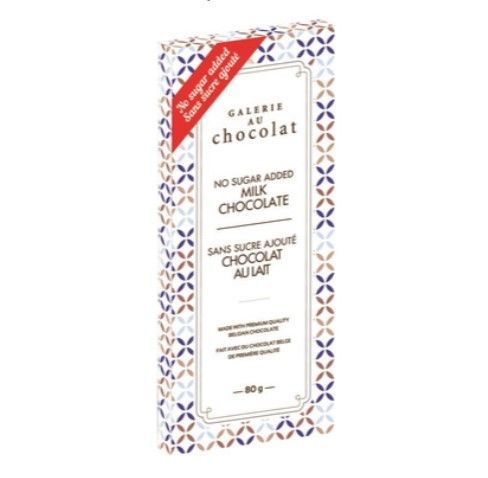 Galerie Au Chocolat No Sugar Added Milk Chocolate Bar, 8 x 80g