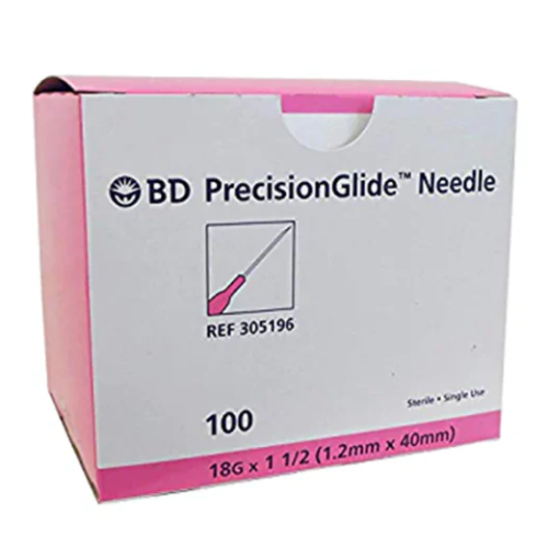 BD Needle Disposable 18gx1 1/2" 305196 100/Box